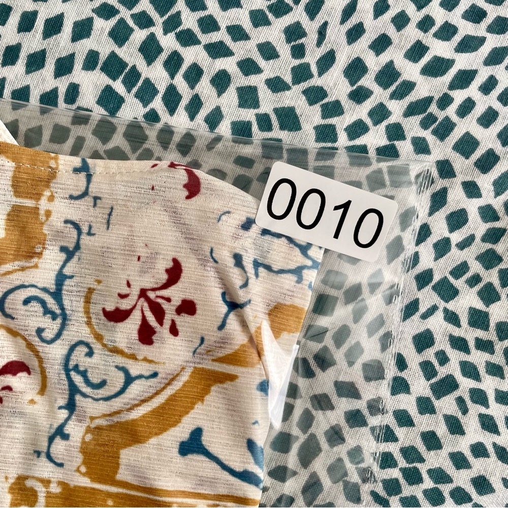 Prana Amata Cream Racerback Tank Top Shirt Mustard & Blue Tile Print Medium - Picture 10 of 10